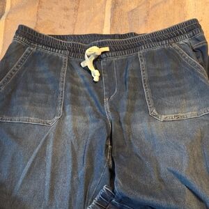 Lane Bryant Dark Blue Cropped Jeans with Light Drawstring